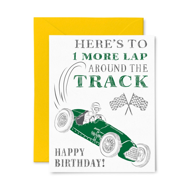 Race Track Birthday Letterpress Greeting Card image 1