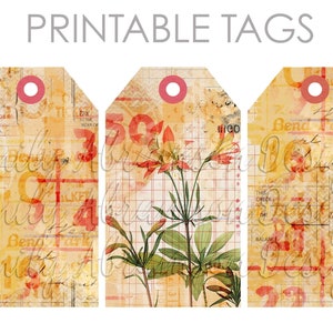 Bingo Floral Journaling Tags Collage Sheet für Junk Journals