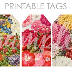 Floral Journaling Tags Collage Sheet für Junk Journals