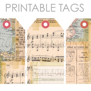 Taped Paper Big Journaling Tags Collage Sheet No. 3 für Junk Journals