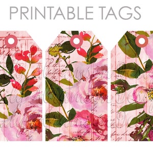 Collage Floral Journaling Tags Collage Sheet No. 4 für Junk Journals
