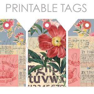 Wallpaper Collage Big Journaling Tags Collage Sheet No. 3 für Junk Journals