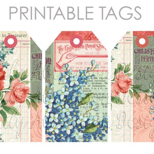Wallpaper Collage Big Journaling Tags Collage Sheet No. 6 für Junk Journals