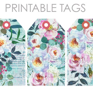Collage Floral Journaling Tags Collage Sheet No. 2 für Junk Journals