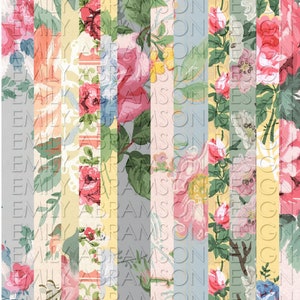 Fita Washi para colagem floral para impressão 2 Folha de colagem digital para impressão para diário de lixo, planejadores e scrapbooking digital