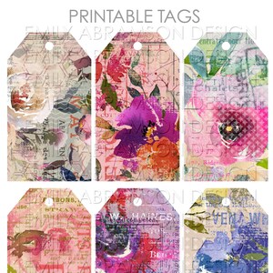 Watercolor Collage Journaling Tags Collage Sheet No 1 for Junk Journals