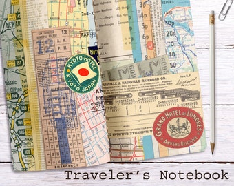 Travel Theme Digital Travelers Notebook Printable Inserts
