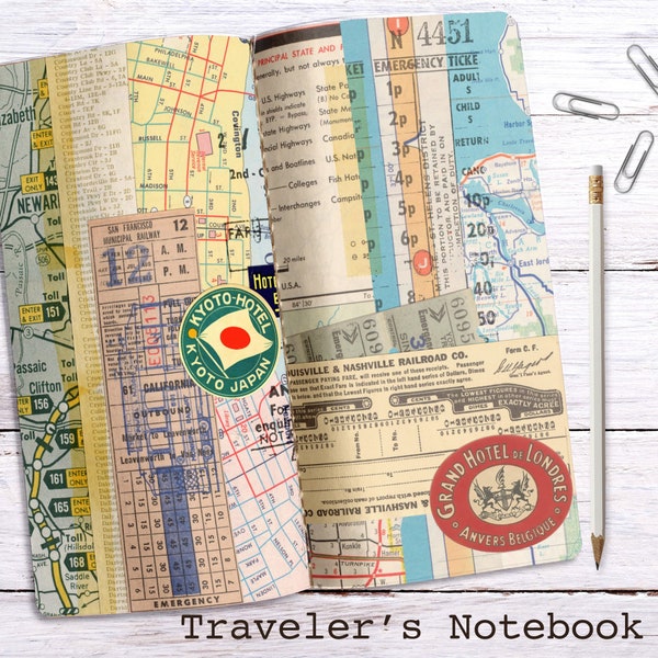 Travel Theme Digital Travelers Notebook Printable Inserts