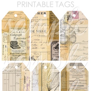 Taped Collage Journaling Tags Collage Sheet No 1 for Junk Journals