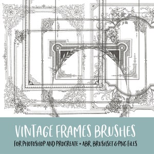 Marcos vintage, pinceles para Photoshop y Procreate con archivos PNG para uso comercial