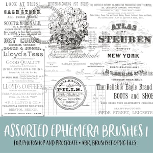 Assorted Ephemera 1 Photoshop and Procreate Brushes with PNG Files for Commercial Use