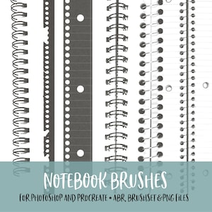 Notebook Brushes for Photoshop and Procreate with PNG Files for Commercial Use