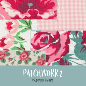 Patchwork 2 Fundo digital para impressão e papéis de diário Kit de diário de lixo