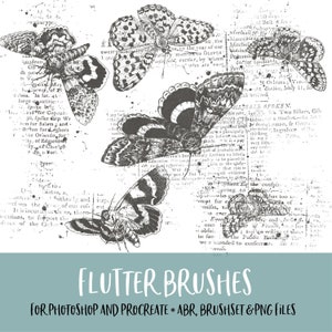 Flutter Butterfly Brushes for Photoshop and Procreate with PNG Files for Commercial Use