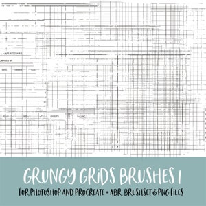 Grungy Grids Photoshop et Procreate Brushes avec des fichiers PNG pour un usage commercial