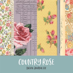 Country Rose Digital Printable Junk Journal Kit