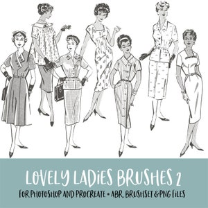 Lovely Ladies 2 Pinceles para Photoshop y Procreate con archivos PNG para uso comercial