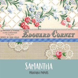 Samantha Wallpaper Collage Printable Digital Background and Journal Papers Junk Journal Kit