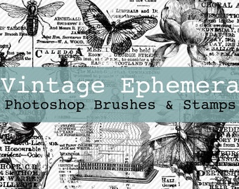 Photoshop Brushes - Vintage Ephemera - Art Journaling & Mixed Media Brushes and Masks