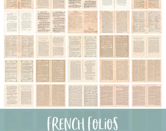 Printable Vintage French Folios Bundle for Commercial Use and Junk Journals