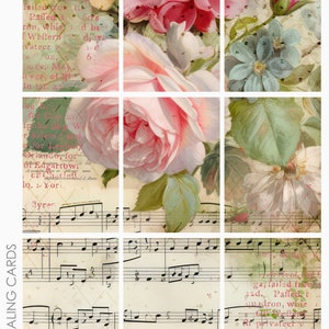 Shabby Chic 1 Supports mixtes ATC ACEO Project Life Feuille de collage d'arrière-plans de cartes de journalisation pour la journalisation indésirable