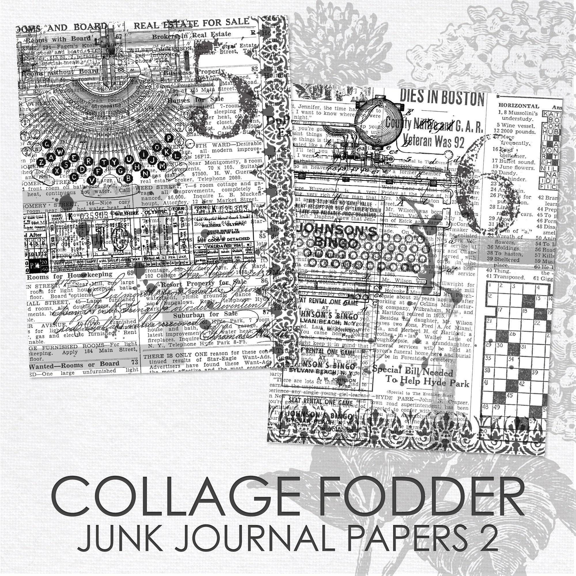 Journal Fodder Collage Fodder 2 Printable Digital Background and Journal Papers Junk ...