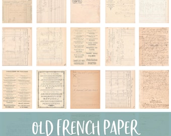 Lot d'éphémères numériques imprimables en vieux papier français pour un usage commercial et des revues indésirables