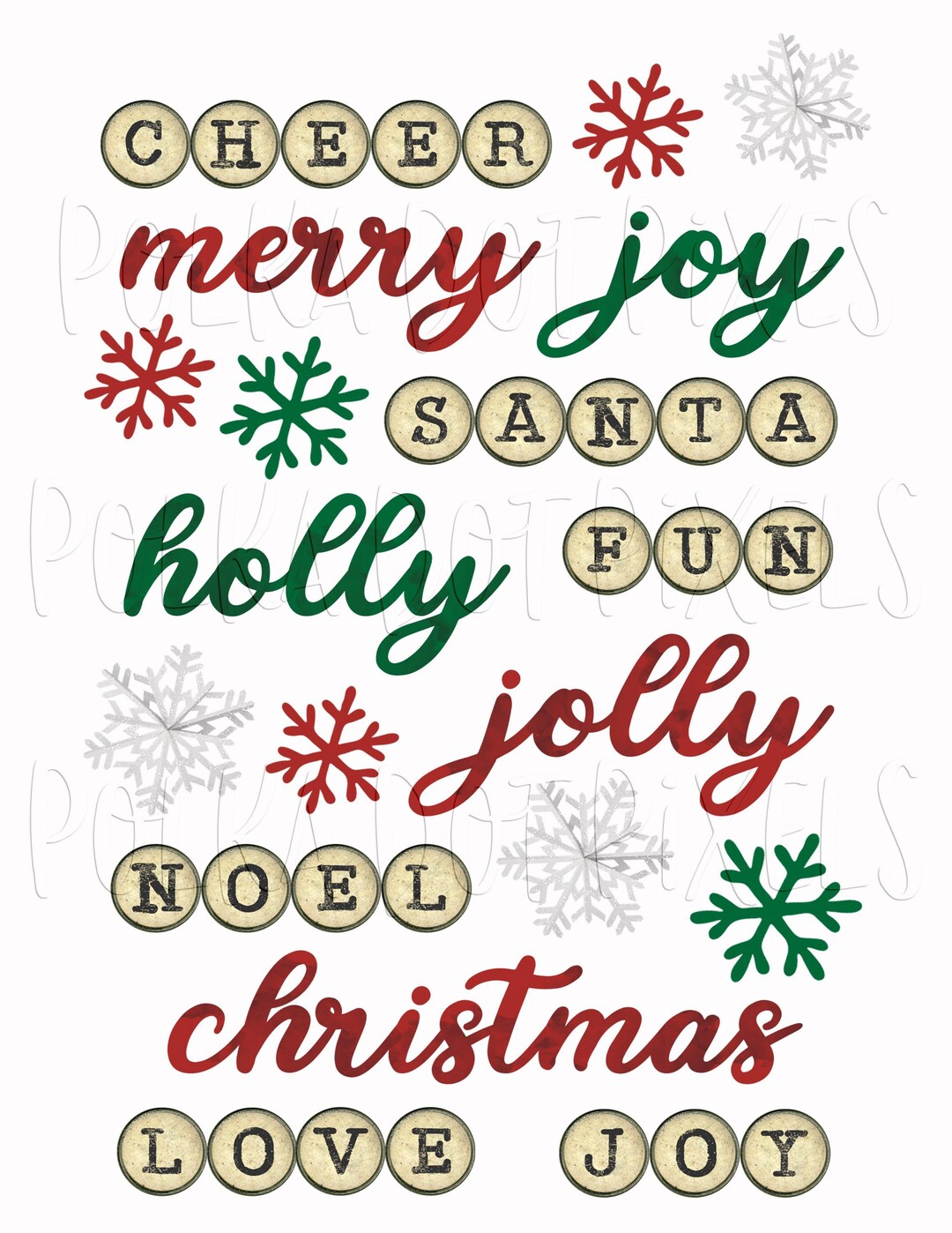 Dear Santa Printable Word Art Stickers Fussy Cuts Collage Sheet for ...