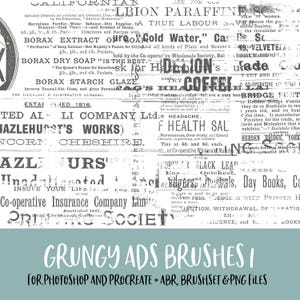 Grungy Ads 1 Photoshop and Procreate Brushes with PNG Files for Commercial Use