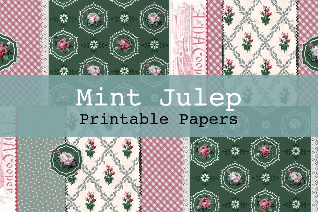 Mint Julep Printable Digital Background and Journal Papers Junk Journal