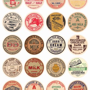 Milkcaps 1 Printable Circle Stickers Collage Sheet For Junk Journaling, Digital Scrapbooking, Planners or Snail Mail