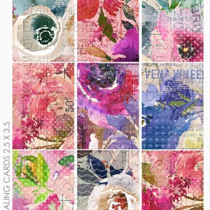 Collage aquarelle Feuille de collage d'arrière-plans de cartes de journalisation Project Life ATC ACEO pour journalisation indésirable