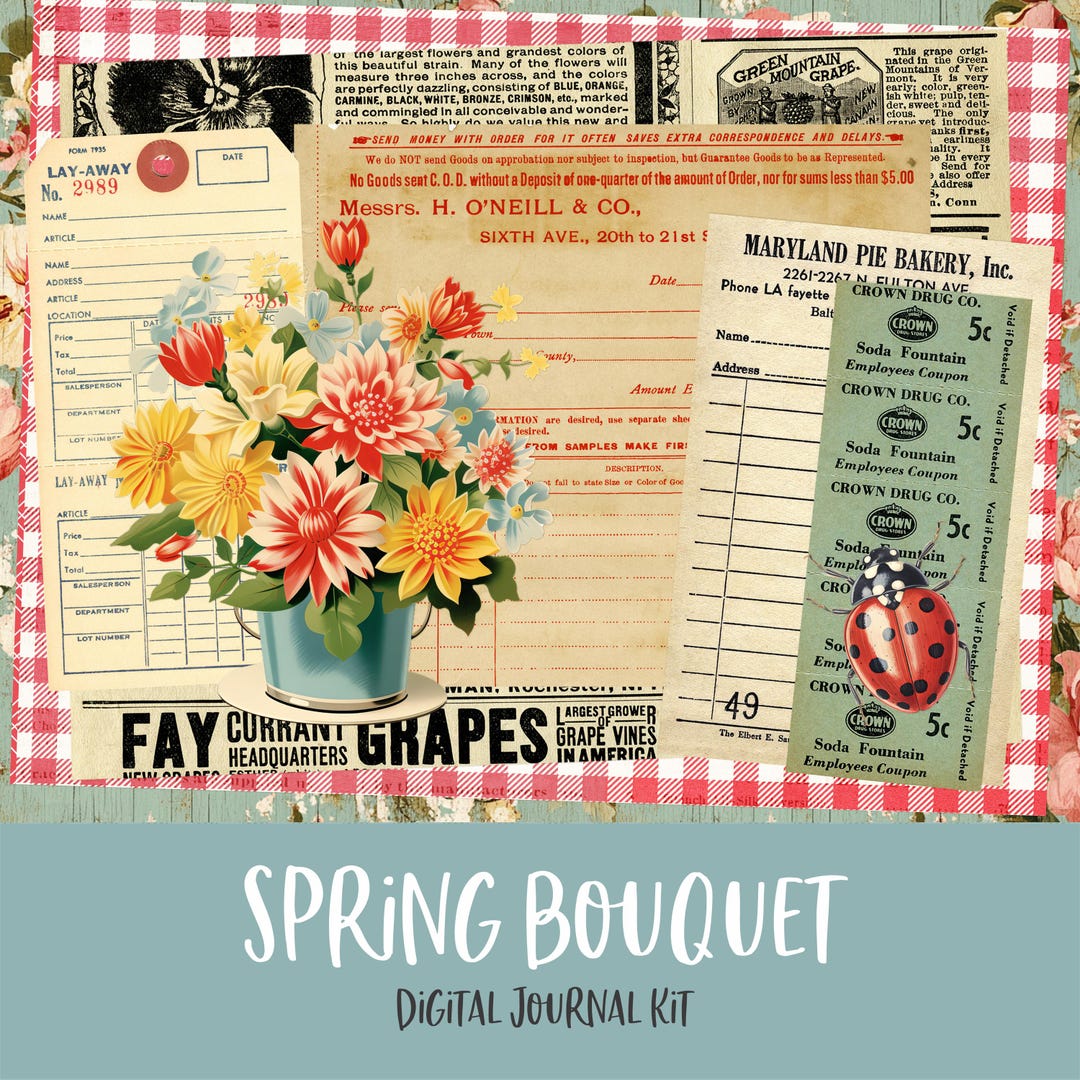 Spring Bouquet Digital Printable Junk Journal Kit - Etsy