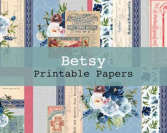 Betsy Printable Digital Background and Journal Papers Junk Journal Kit