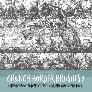 Grungy Borders 2 Photoshop and Procreate Brushes with PNG Files for Commercial Use
