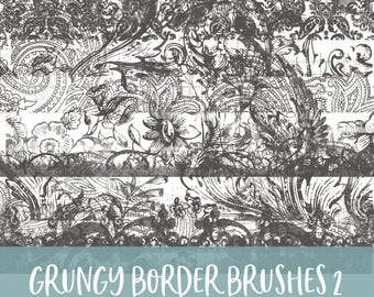 Grungy Borders 2 Photoshop and Procreate Brushes with PNG Files for Commercial Use