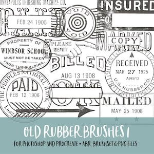 Old Rubber Brushes 1 for Photoshop and Procreate with PNG Files for Commercial Use