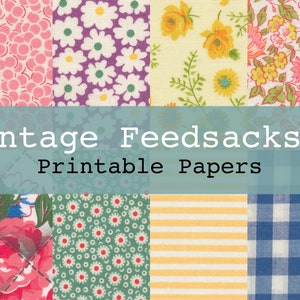 Vintage Feedsack 2 Printable Digital Background and Journal Papers Junk Journal Kit