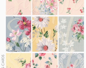 Vintage Wallpaper ATC ACEO Project Life Journaling Card Backgrounds Collage Sheet 1 for Junk Journaling