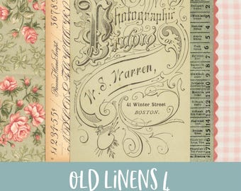 Kit de diario basura con 4 papeles de diario y fondos digitales imprimibles de Old Linens