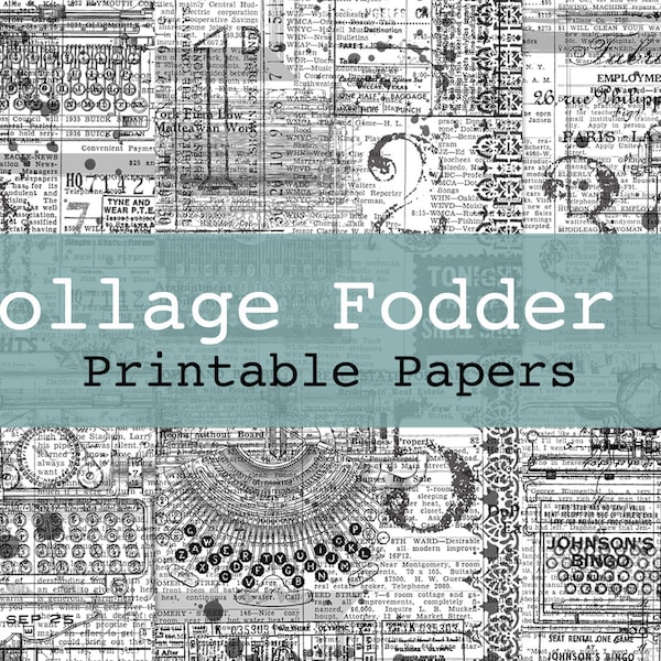 Collage Fodder 2 Printable Digital Background and Journal Papers Junk Journal Kit