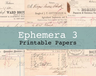 Ephemera Printable Digital Background and Journal Papers No. 3 Junk Journal Kit