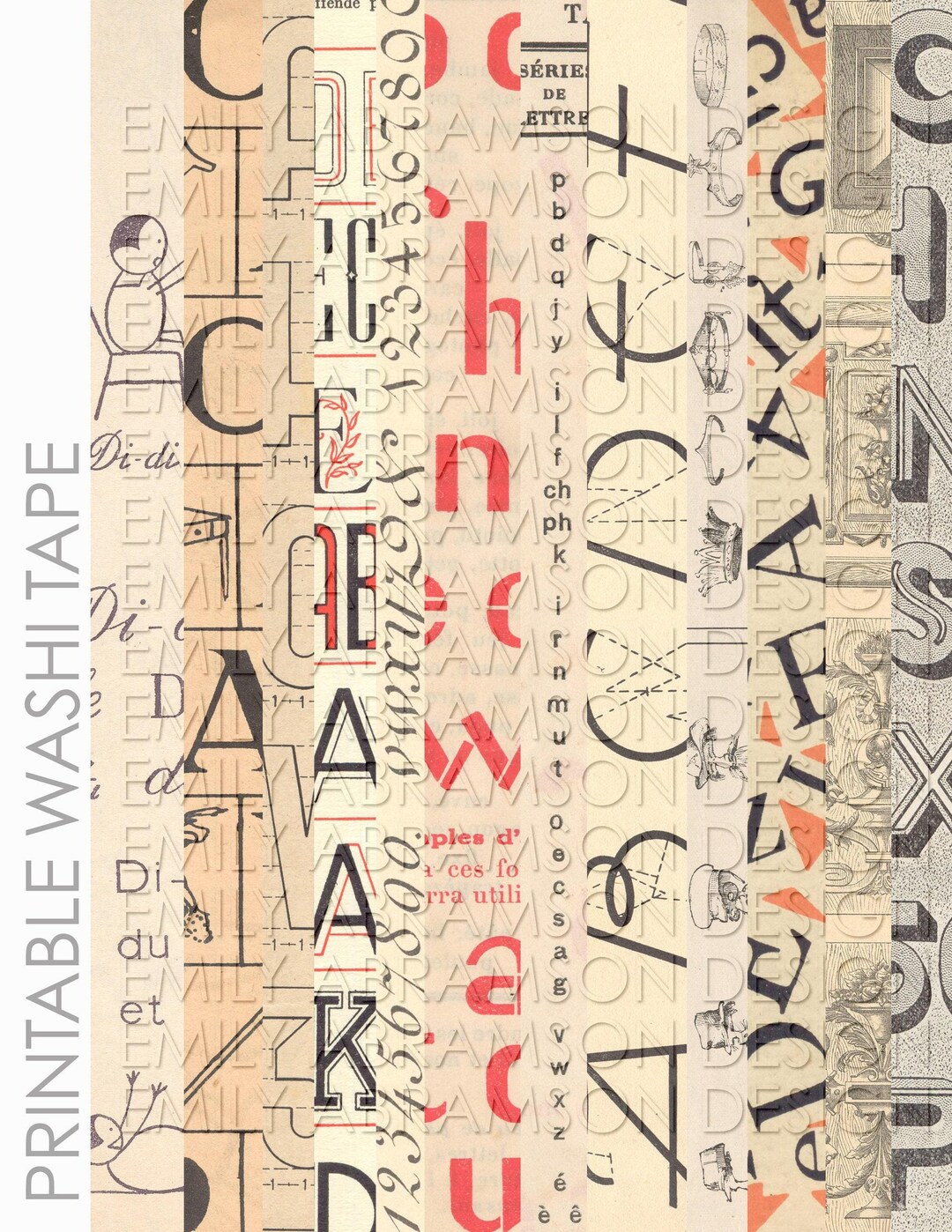 Ephemera Collage Printable Washi Tape 2 Digital Collage Sheet Printable ...