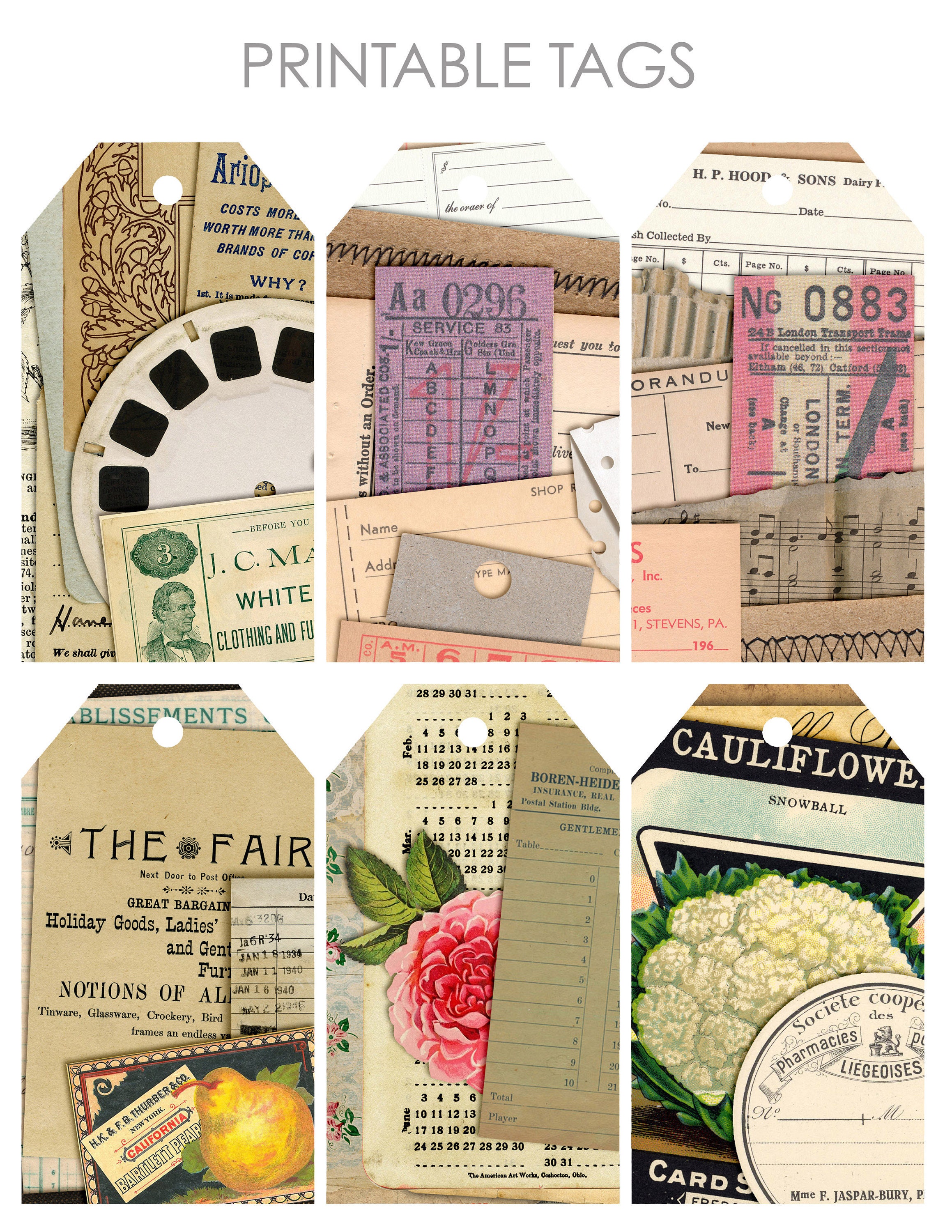 Tag Paper Stack Paper Stacks Journaling Tags Collage Sheet Printable No. 3 for Junk ...