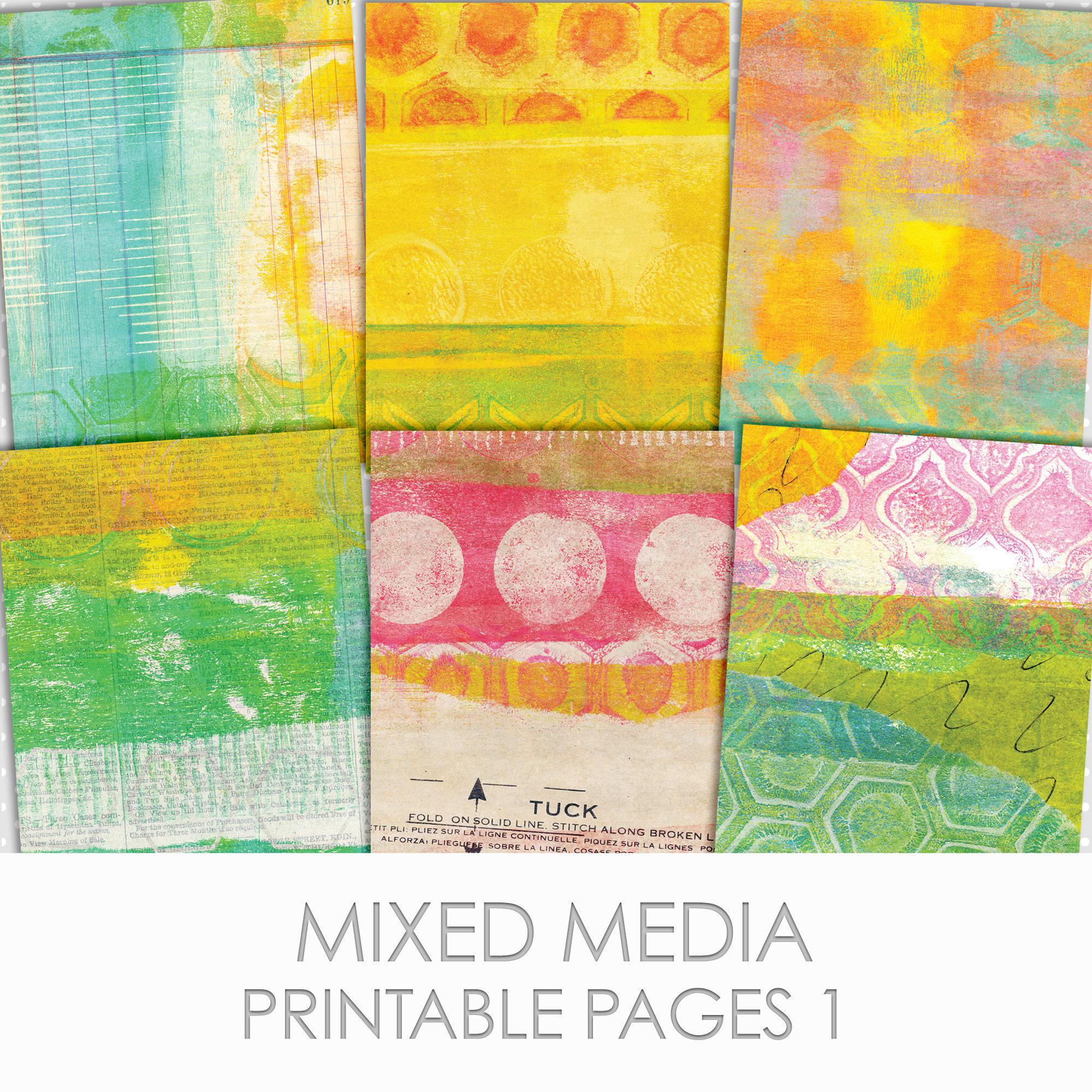 Mixed Media Printable Digital Background and Journal Papers No. 1 Junk ...