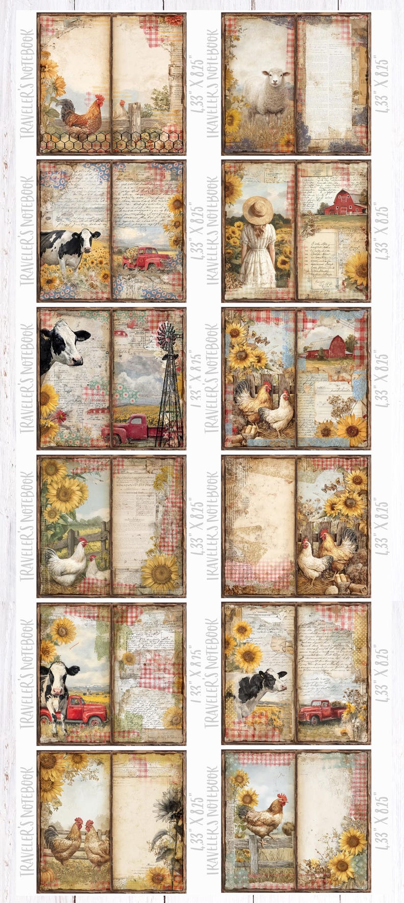 On the Farm Digital Travelers Notebook Printable Inserts - Etsy