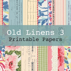 Old Linens 3 Printable Digital Background and Journal Papers Junk Journal Kit