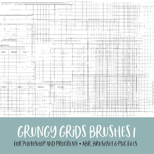 Pinceles de Photoshop y Procreate con cuadrículas sucias y archivos PNG para uso comercial
