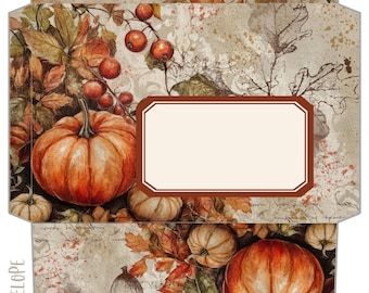 Autumn Pumpkins 2 Printable Envelope - 5x7 Folded Size
