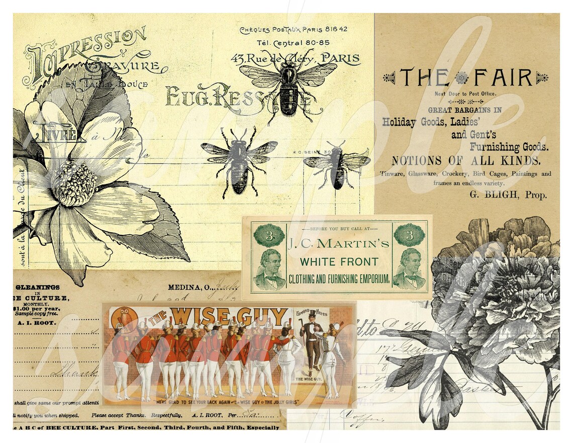 Digital Ephemera Collage Sheet Printable No. 10 for Junk Journals and ...